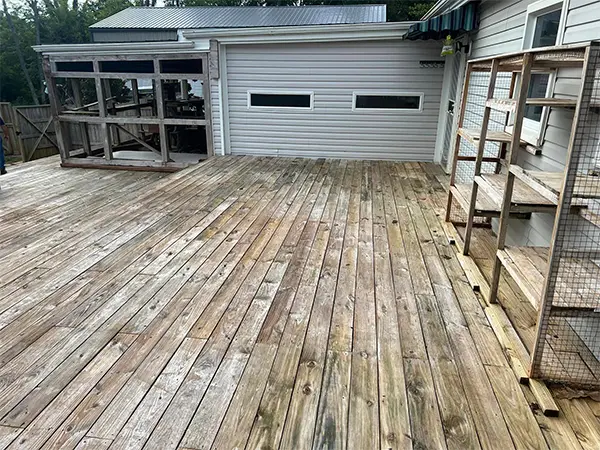 worn-out wood deck
