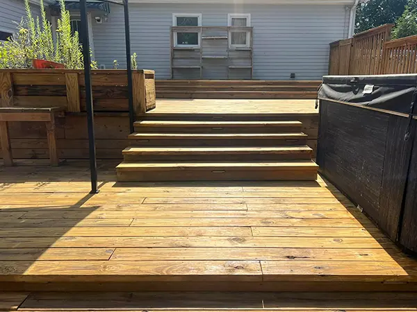 multi-level deck made of wood