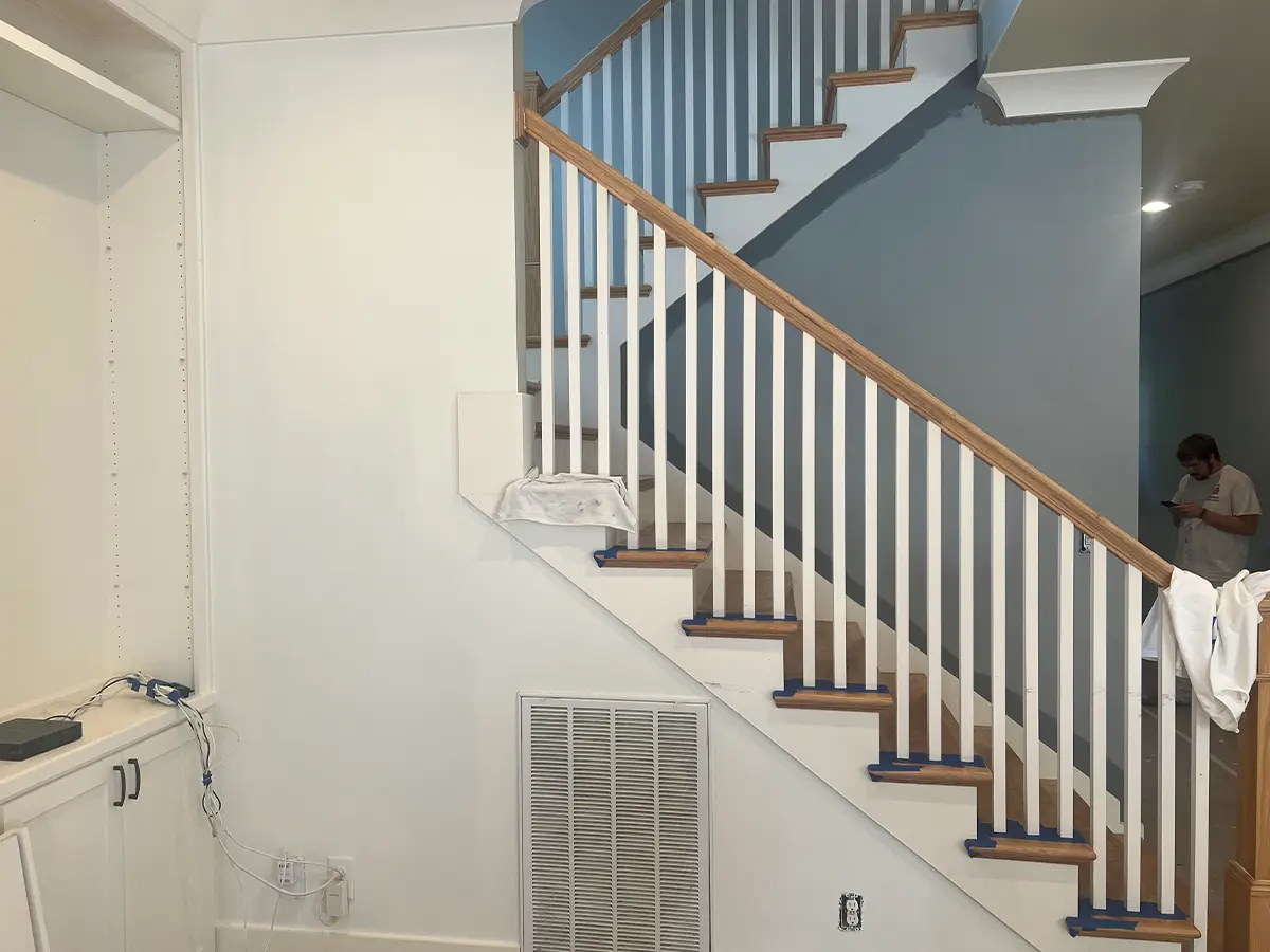 interior stairway painted white