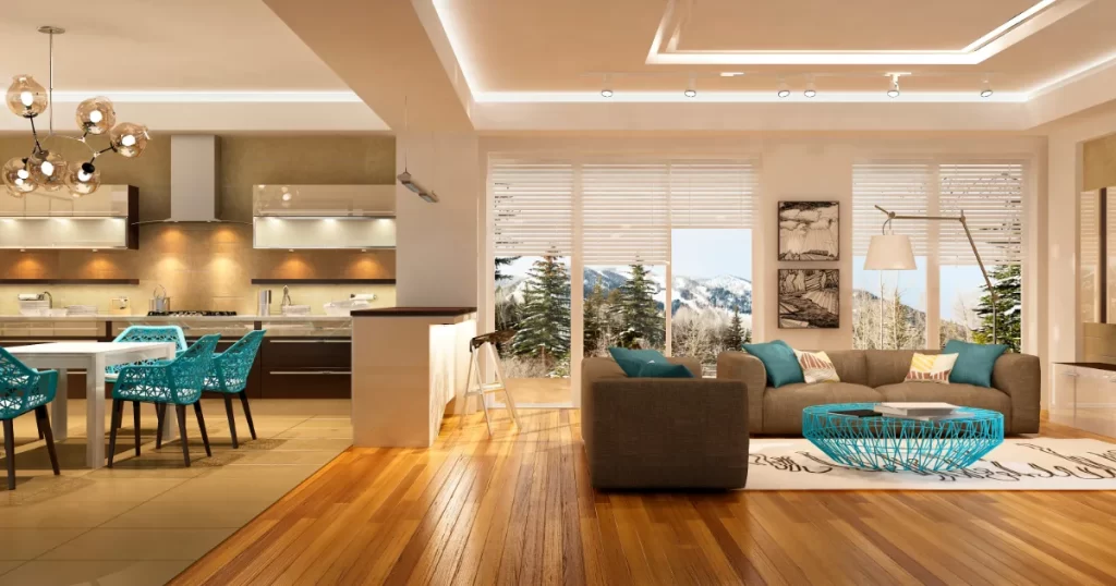 House with open space in clean white interior paint